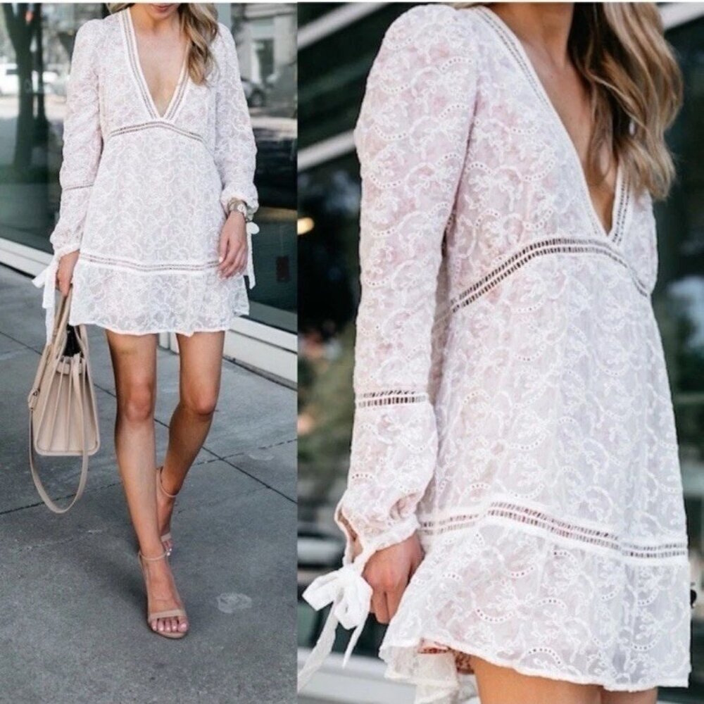 For Love and Lemons Sweet Disposition Swing Dress Floral Ivory Womens M Read